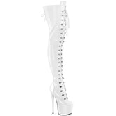 Pleaser Jubilant 4012 White Stretch Patent Platform Shoes